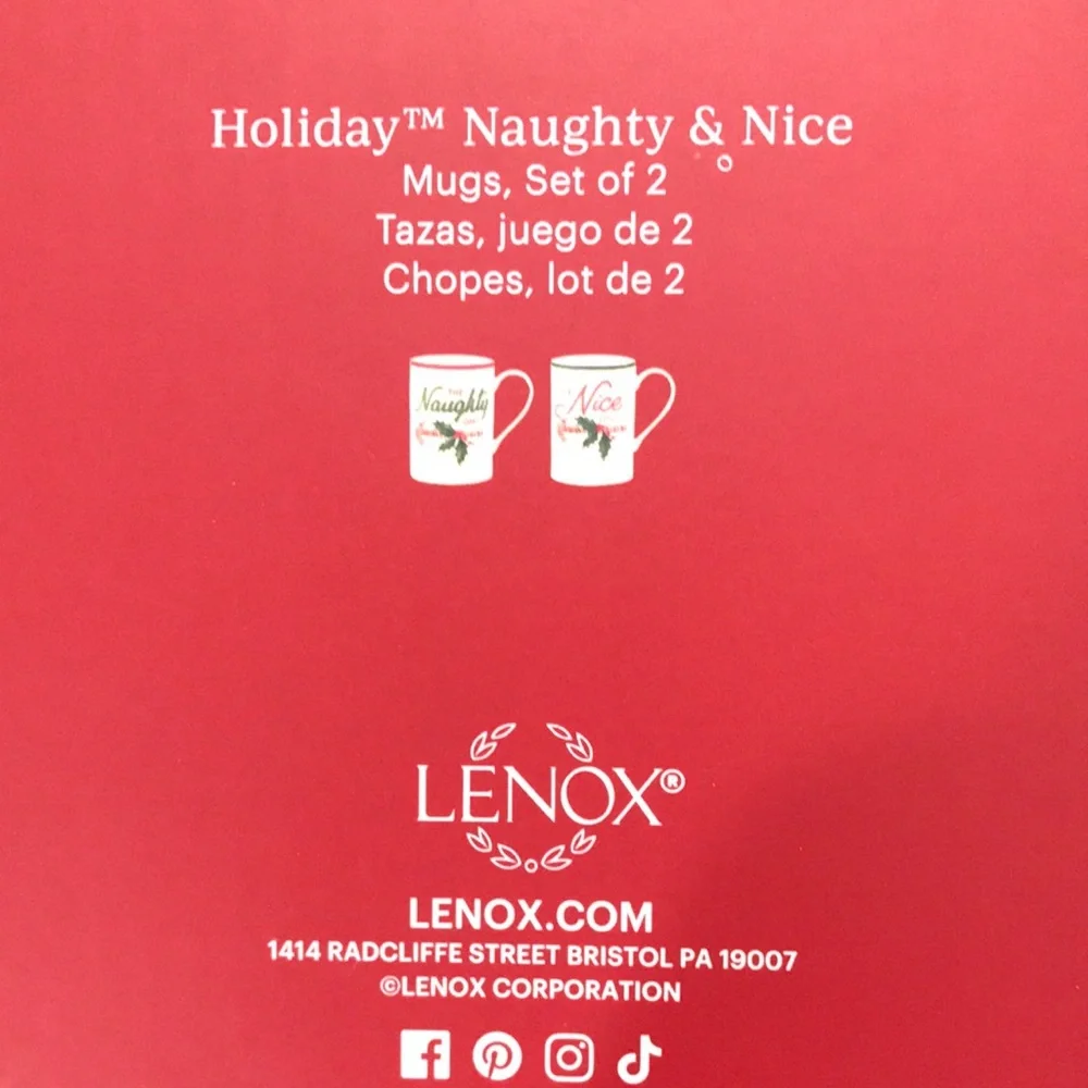 New Lenox Holiday Naughty & Nice Mug Set - Picture 5 of 12